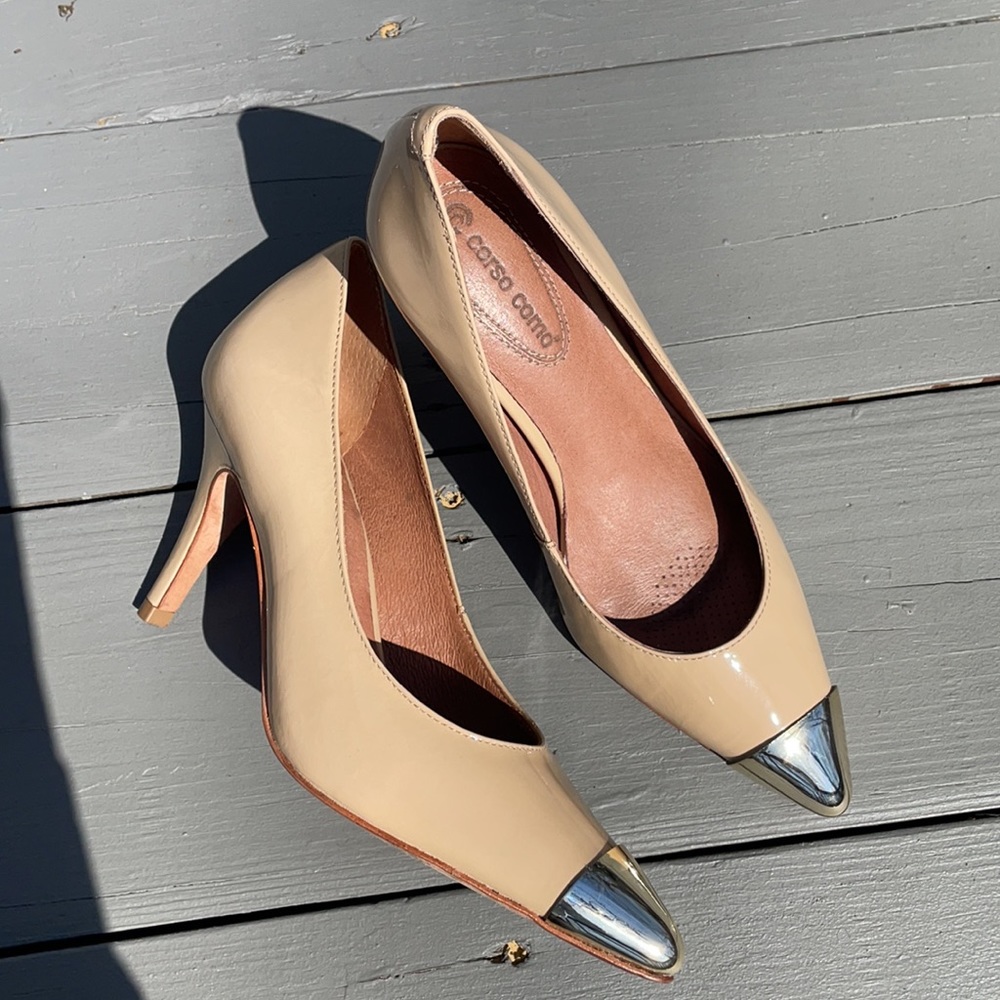 Corso como beige heels. Made in Brazil.Size 5,5.